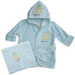 Funkoos Organic Baby Bath Set - Hooded Towels and Hooded Bathro - Boy