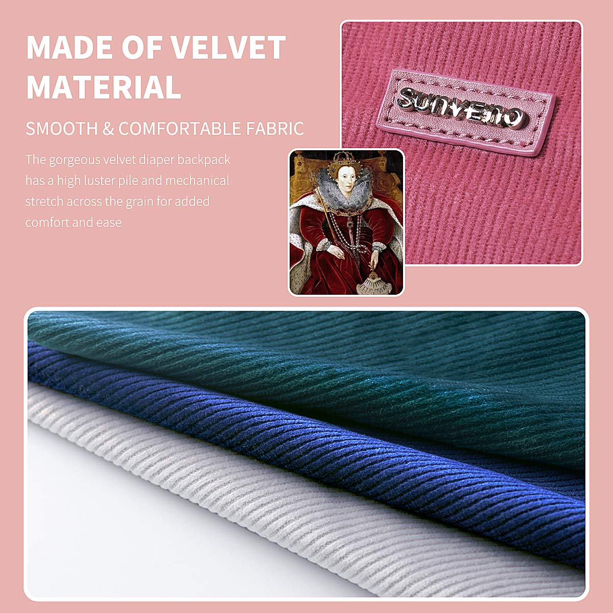 Velvet Stitching Diaper Backpack